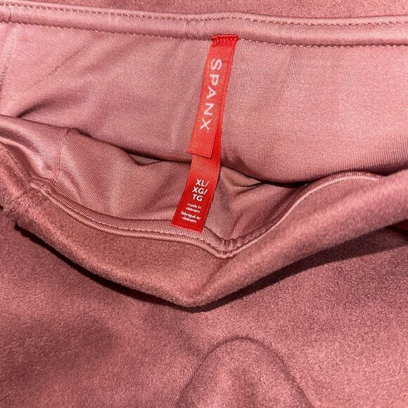 Spanx High Waist Faux Suede Leggings in Rich Rose Pink Tall - Picture 6 of 6